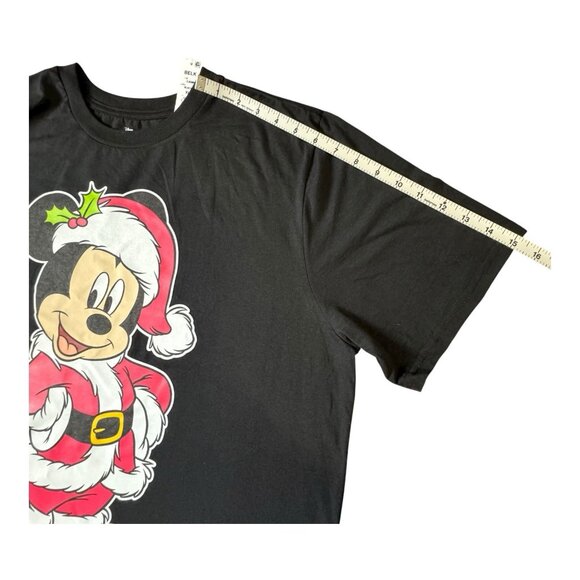 Disney Mickey Mouse Santa Christmas Tee Black XL Holiday Ugly Xmas Shirt NWT - Picture 7 of 8